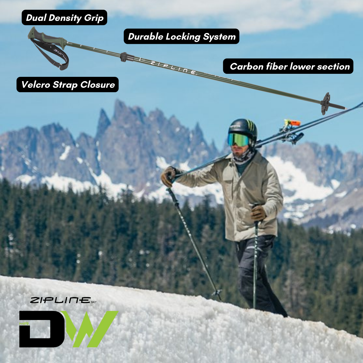 Zipline Blurr EXT Adjustable Ski Poles